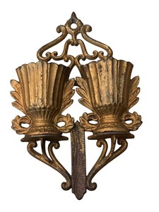 K - Antique Victorian Wall-Mounted Match Holder Double-Urn Cast Iron
