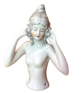 DR - Antique Porcelain Half Doll Lady Ursula Mold 13948