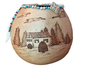 KP - Signed Artisan Gourd Vessel J. Bearpaw