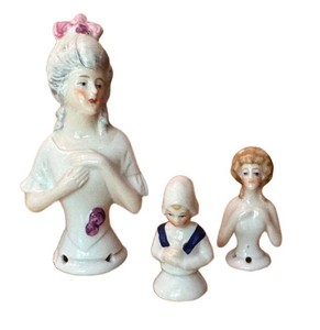 KP - Antique Porcelain Half Dolls including Mold No 15505 (Lot of 3)