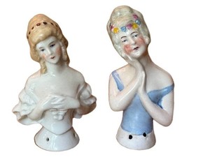 KP - Antique Porcelain Half Dolls 6087 & 5580 (Lot of 2)