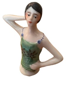 Antique German Porcelain Half Doll Flapper Vanity Figure