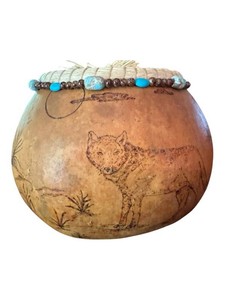 KP - Decorative Gourd Vessel Signed J BearPaw