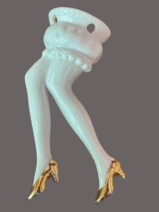 BN - Antique Porcelain Half Doll Legs Gold Gilding