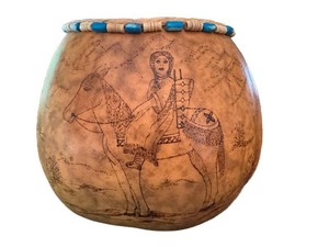 K - Decorative Gourd - J. Bearpaw Signed Pictorial Design