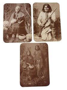 LLW - Vintage Native American Postcards Old Washee Geronimo Gayetenito & Wife (Lot of 3)