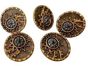 BN - Antique Buttons - Gold-Tone Decorative 12 in (Lot of 5)