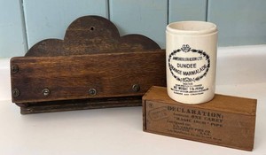LLW - Wall Mounted Letter Holder Antique Wooden Pipe Box & Marmalade Jar Mixed Lot