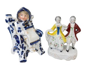 Vintage Porcelain Figurines Occupied Japan Couple & Seated Girl (Lot of 2)