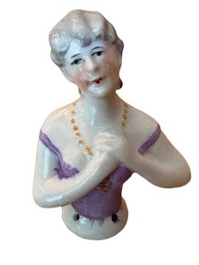 BN - Porcelain Half Doll - Vintage German Pin Cushion Top
