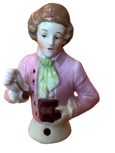 BN - Antique Porcelain Half Doll Pincushion Topper