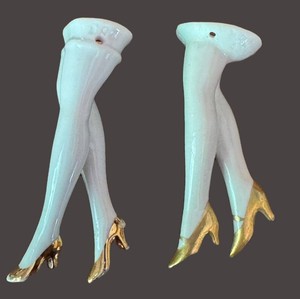 BN - Antique German Porcelain Half Doll Legs