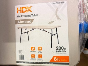 HDX 6ft Folding Table-Almond