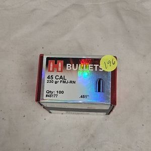 Hornady 45 Cal 250gr FMJRN-100 Rds