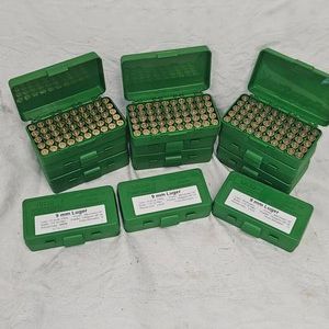 12-MTM 9mm Ammo Boxes with Brass