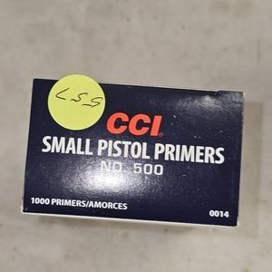CCI #500 Small Pistol Primers, Qty 1000