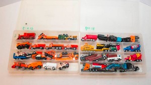 Construction Toy Vehicle Lot  Assorted Vehicles & Storage Containers