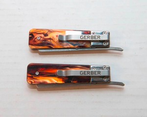 Gerber Jukebox Front Flipper Liner Lock Knife Lot  Set of 2 (Tortoise Handle)