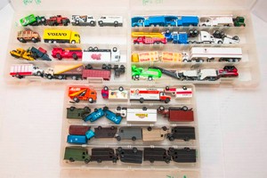 Toy Vehicle Lot  Branded Semis & Assorted Vehicles with Storage Containers