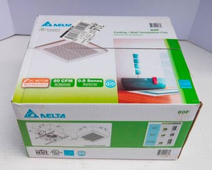 Delta CeilingWall Ventilation Fan  80 CFM, 0.8 Sones (New in Box)