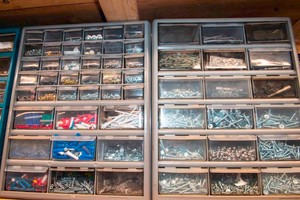 Fastener Assortment & Wall-Mounted Organizer Bins