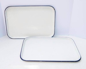 Vintage Enamelware Tray Lot  Set of 2 (12 x 17)