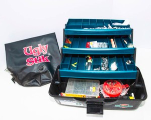 Ugly Stik Dry Bag & Loaded Tackle Box  Fishing Gear Lot