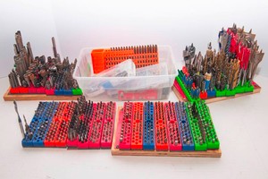 Assorted Drill Bits & Hardware Bits Lot  with Organizers
