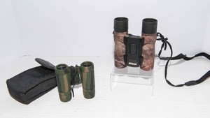 Binocular Lot  Nikon Aculon A30 10x25 & Bushnell 8x21 with Case
