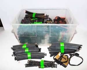 Model Train Lot  Assorted Track Pieces & Power Boxes