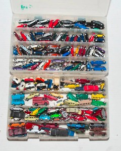 Assorted Toy Car Lot  Mattel & Hot Wheels with 2 Storage Containers