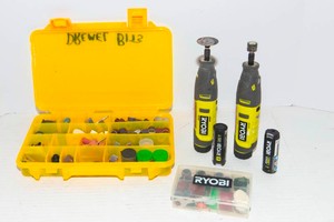 Ryobi Rotary Tool Lot  Set of 2 Tools with Batteries & Accessories
