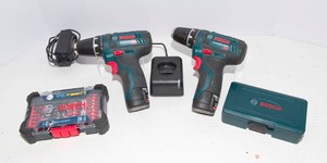Bosch 12V Drill & Bit Set Lot  2 Drills, Batteries & Charger Included