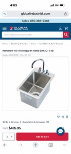 NEW Krowne HS-1419 Stainless Steel Drop-In Sink w Faucet & Drain Kit Retails at $435