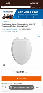 American Standard Traditional Slow-Close Elongated Toilet Seat  White  Model 5020A65G.020 Retails for $90