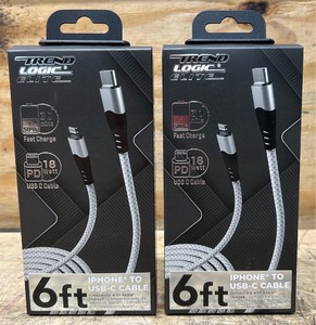Trend Logic Elite 6ft IPhone to USB-C Cable lot of 2 MSRP $16