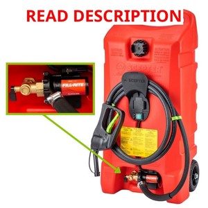 Flo n Go Duramax Scepter, 14-Gal Powered Gas Caddy with 6 GPM Fill-Rite Fuel Pump, Model# PFSG1411 MSRP $299.99 (missing house and nozzle)