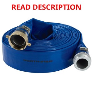NorthStar Water Pump Discharge Hose, 2in. x 50ft. Max. PSI 80, PVC, Lays Flat, Industrial-Grade Aluminum Couplings (untested) MSRP $80