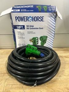 Powerhorse RV Extension Cord, 50ft., 50 Amps, 250 Volts MSRP $299.99 (untested sold as is)