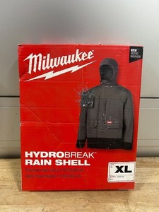 Milwaukee- Mens X-Large Gray HYDROBREAK Layer Rain Shell Jacket MSRP $74