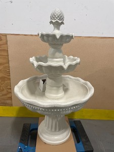 51 in. 3-Tier Pineapple Outdoor Garden Patio Water Fountain in White MSRP $699