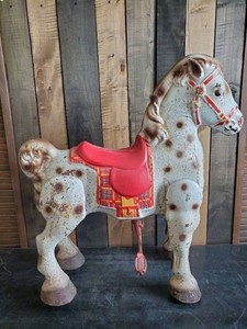 Antique 1940s Metal Mobo Riding Horse toy MOBO Brand
