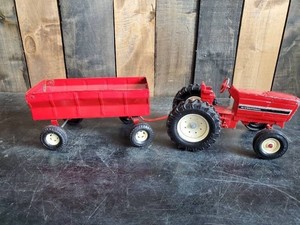 Vintage Metal Toy international Tractor with trailer