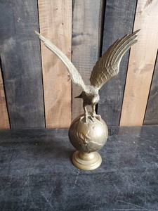 Gorgeous Brass antique Eagle on the World full wing spread