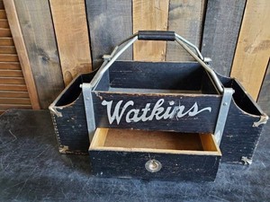 Cool Vintage Watkins Wooden Travel Salesmans Box