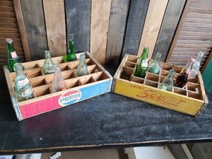 Amazing Pepsi Crate with Gorgeous Color and Squirt Crate with various Vintage Soda Bottles