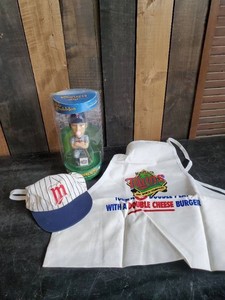 Vintage Twins Doug Mentkienicz Bobble Head, Cap, and Apron