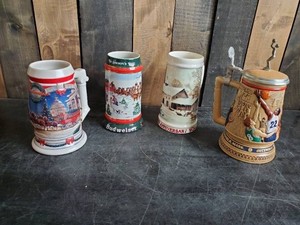 4 Budweiser Steins no chips or cracks