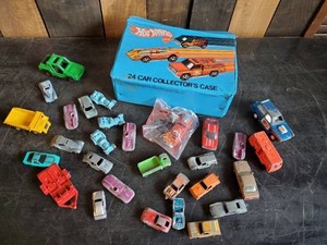 Vintage Metal Cars and 1975 Hot Wheels Storage Case