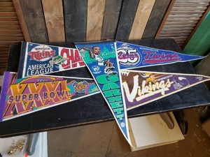 Vintage Collectible Pennants Vikings, Garnett, Twins and others